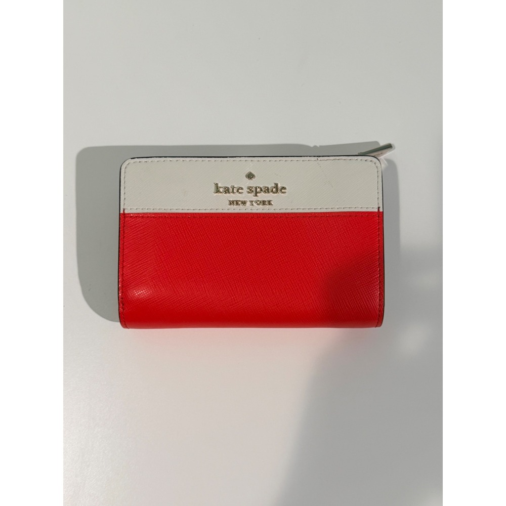 Kate Spade New York Colorblock Saffiano Leather Bifold Wallet Red White Navy